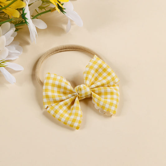 Gingham Bow Baby Yellow Headband – Soft & Sweet - Twisty Locks - Kids and Women Hair Accessories, Fashion Clothing and Jewellery India