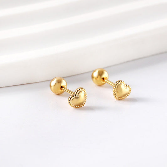 Cute Hearts 18K Gold Plated Children's Earrings
