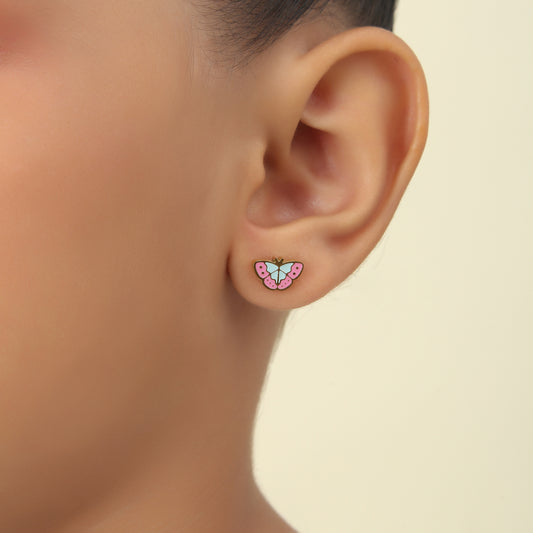 Pink Butterfly 18K Gold Plated Children's Earrings - Twisty Locks - Kids and Women Hair Accessories, Fashion Clothing and Jewellery India