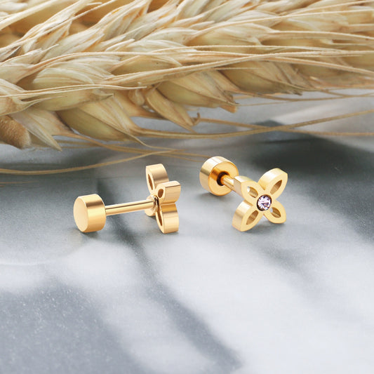 Sparkle Flower 18K Gold Plated Children's Earrings - Twisty Locks - Kids and Women Hair Accessories, Fashion Clothing and Jewellery India