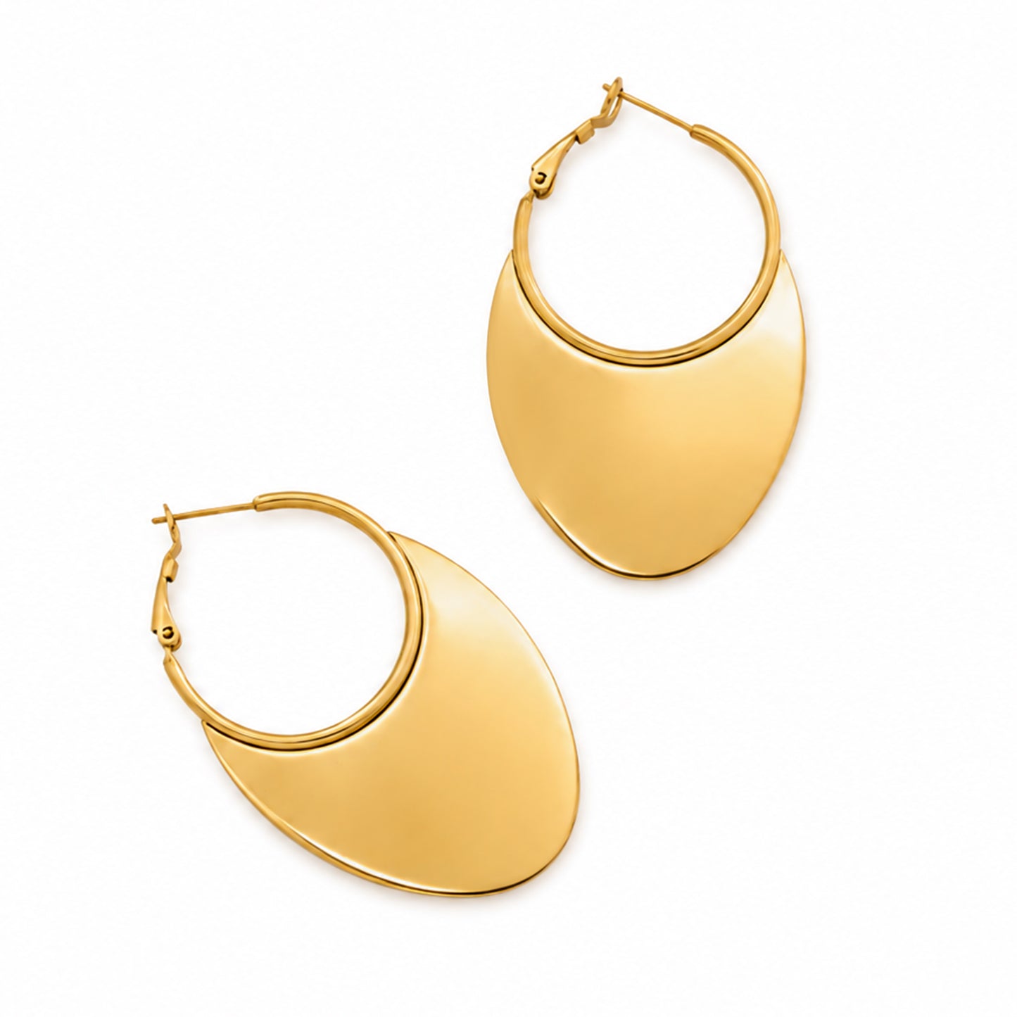Shield Flat Hoop 18K Gold-Plated Earrings