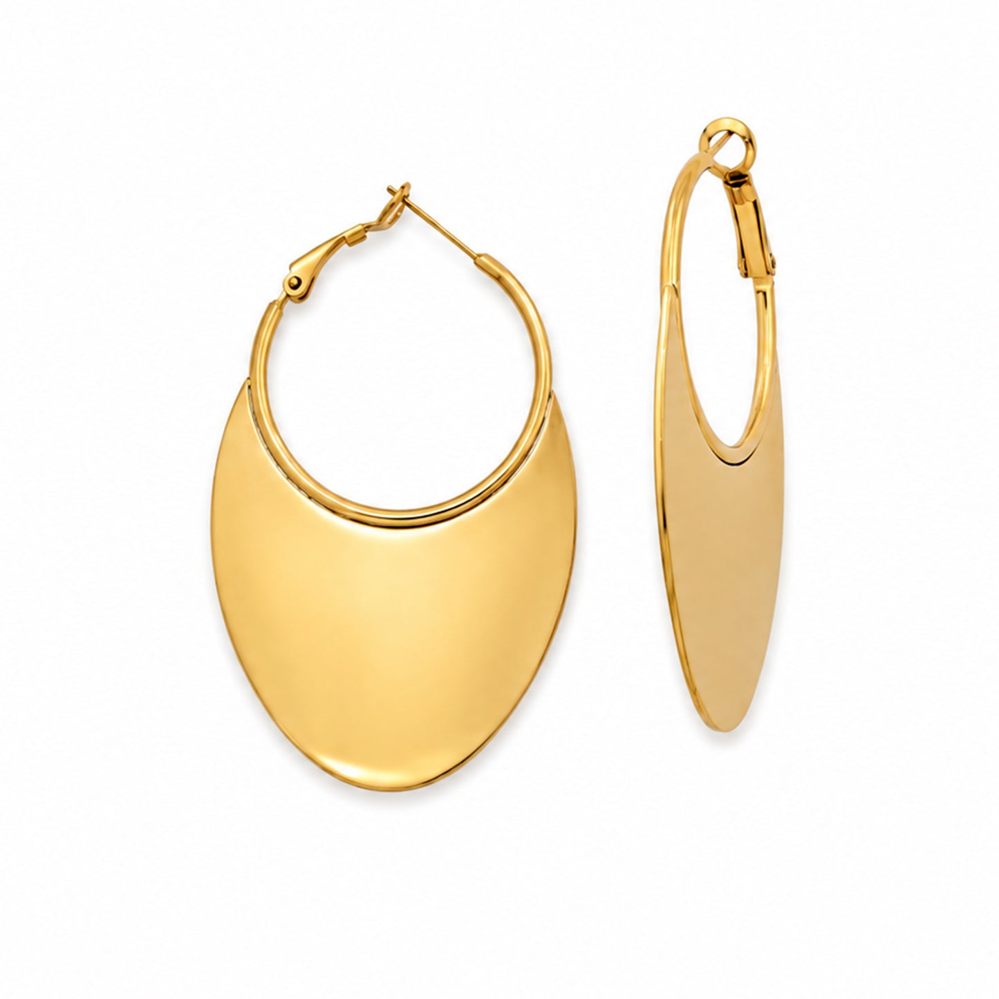 Shield Flat Hoop 18K Gold-Plated Earrings