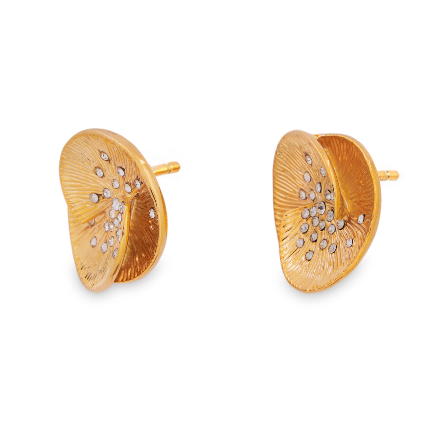 Spiral CZ Disc Stud 18K Gold-Plated Earrings