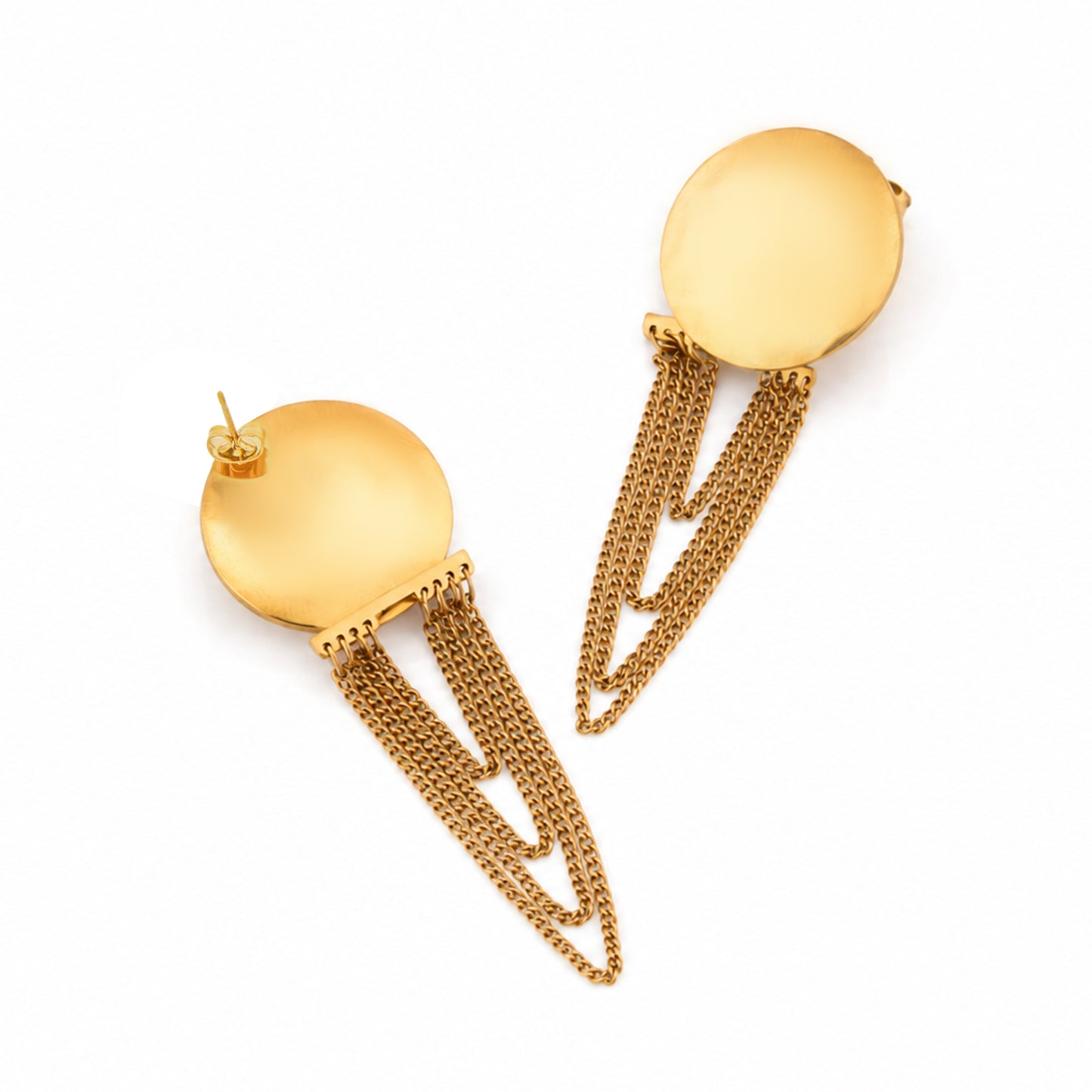 Disc & Chain Tassel 18K Gold-Plated Earrings