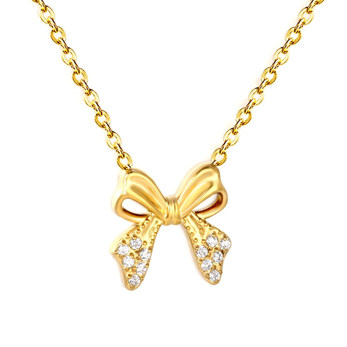 Pavé Bow CZ 18K Gold-Plated Necklace