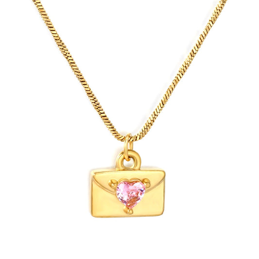 Heart Envelope 18K gold-plated necklace for women – romantic envelope pendant by Twisty Locks