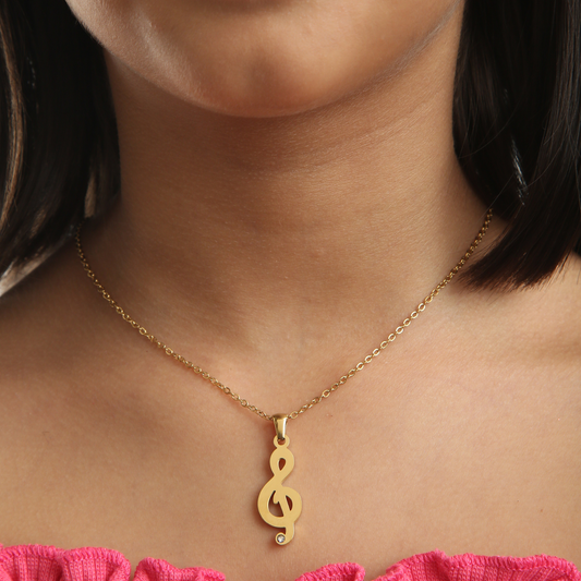 Sparkle Music Note children's necklace close-up – delicate gold necklace by Twisty Locks