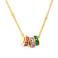 Rainbow Ring Stack CZ 18K Gold-Plated Necklace