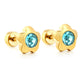 Aqua Flower gold earrings – main product shot on white by Twisty Locks