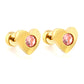 Pink Crystal Heart gold earrings – main product shot on white by Twisty Locks