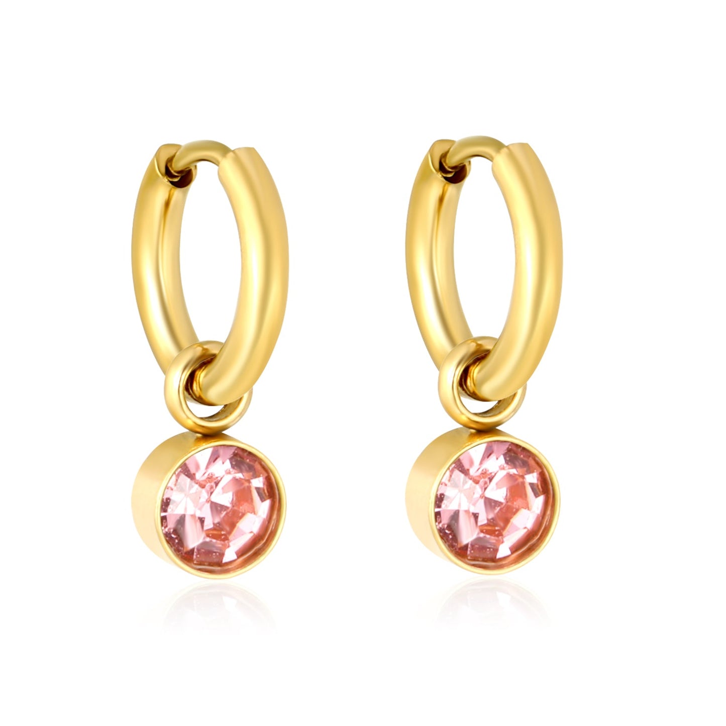 Light Rose Charm Hoops – main product shot on white by Twisty Locks