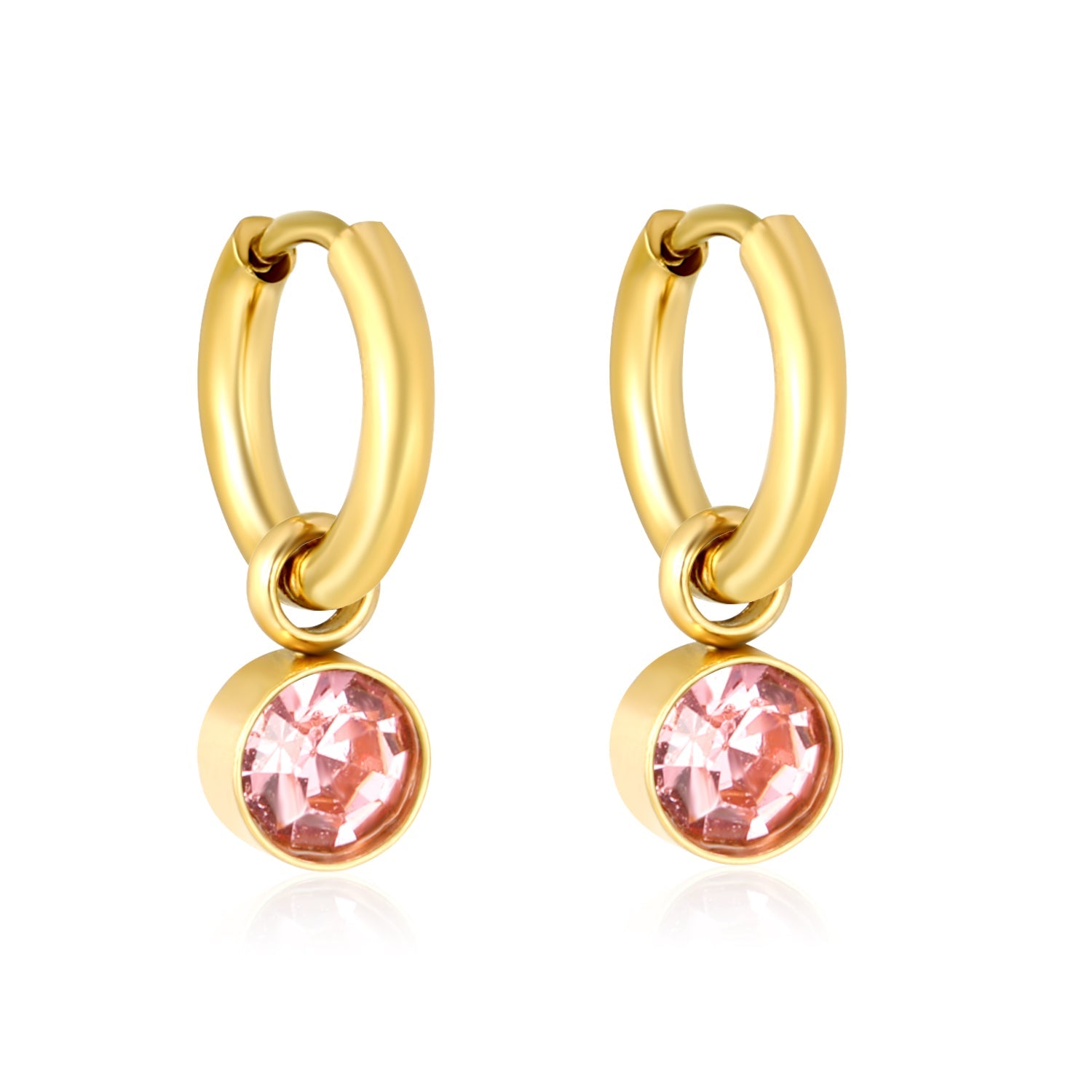 Light Rose Charm Hoops – main product shot on white by Twisty Locks