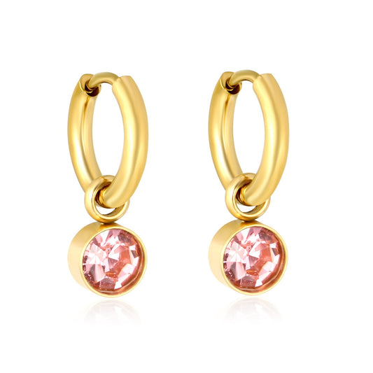Light Rose Charm Hoops – main product shot on white by Twisty Locks