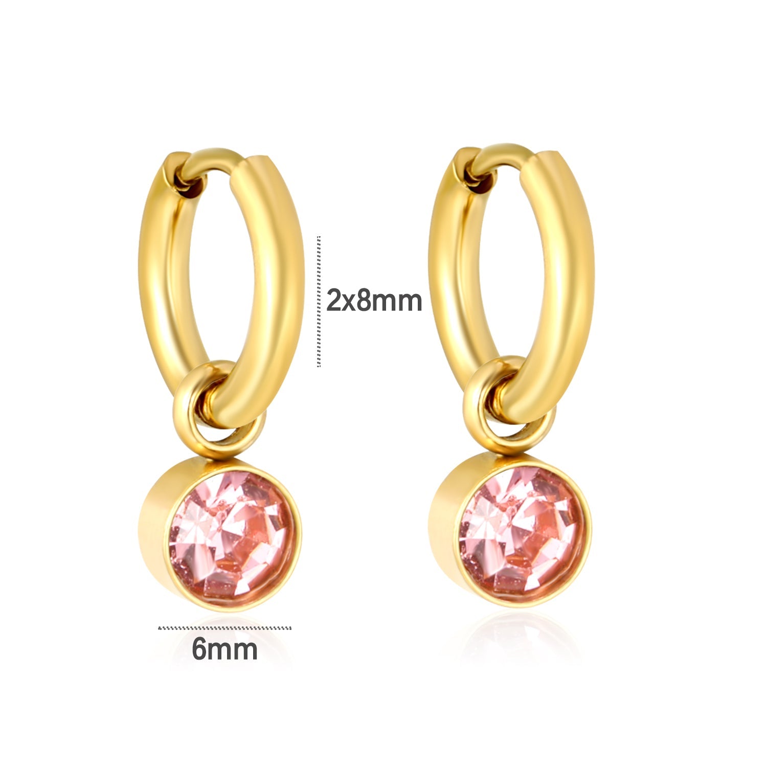 Light Rose Charm Hoops detail – rose crystal charm close-up by Twisty Locks