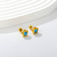 Aqua Flower gold earrings side angle – poke free kids jewellery by Twisty Locks