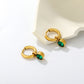 Green Zircon Charm Hoops flat lay – 18K gold plated by Twisty Locks