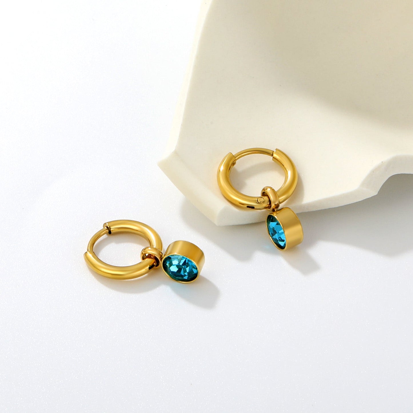 Aquamarine Charm Hoops side angle – poke free kids jewellery by Twisty Locks
