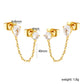 Double CZ Chain-Link Stud 18K Gold-Plated Earrings