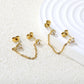 Double CZ Chain-Link Stud 18K Gold-Plated Earrings