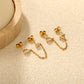 Double CZ Chain-Link Stud 18K Gold-Plated Earrings