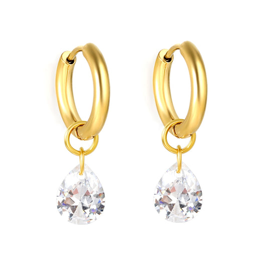 Pear Solitaire Hoops – main product shot on white by Twisty Locks