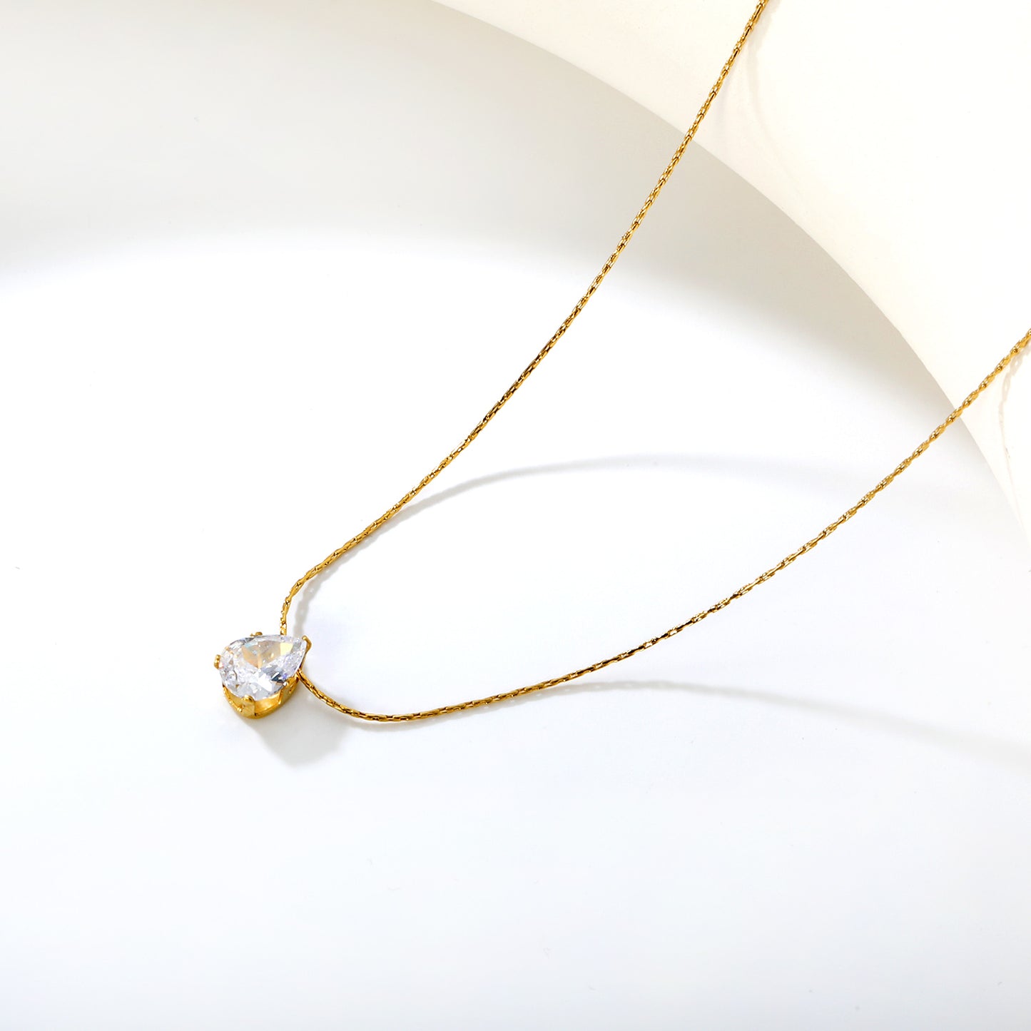 Pear CZ Solitaire 18K Gold-Plated Necklace