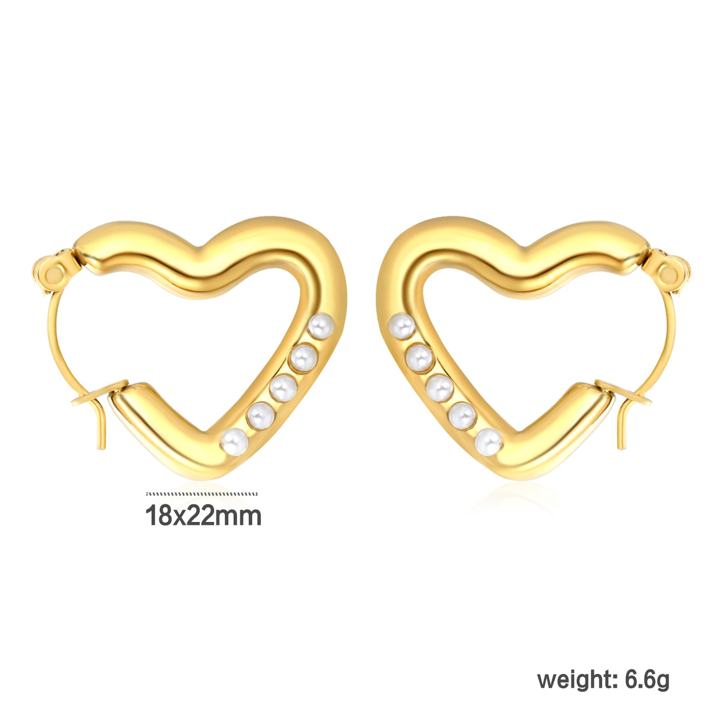 Heart Hoop Pearl 18K Gold-Plated Earrings