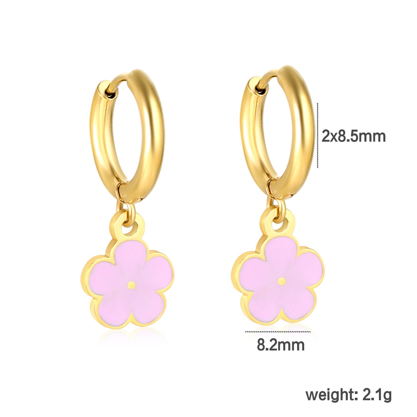 Pink Blossom Hoops gold earrings detail – blossom hoop close-up by Twisty Locks