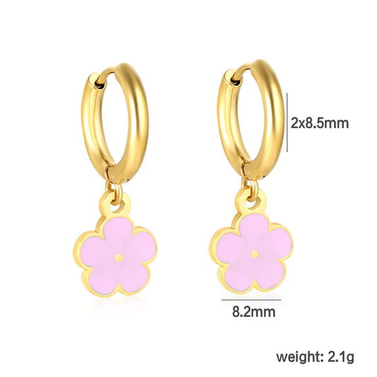 Pink Blossom Hoops gold earrings detail – blossom hoop close-up by Twisty Locks