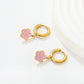 Pink Blossom Hoops gold earrings side angle – poke free kids jewellery by Twisty Locks