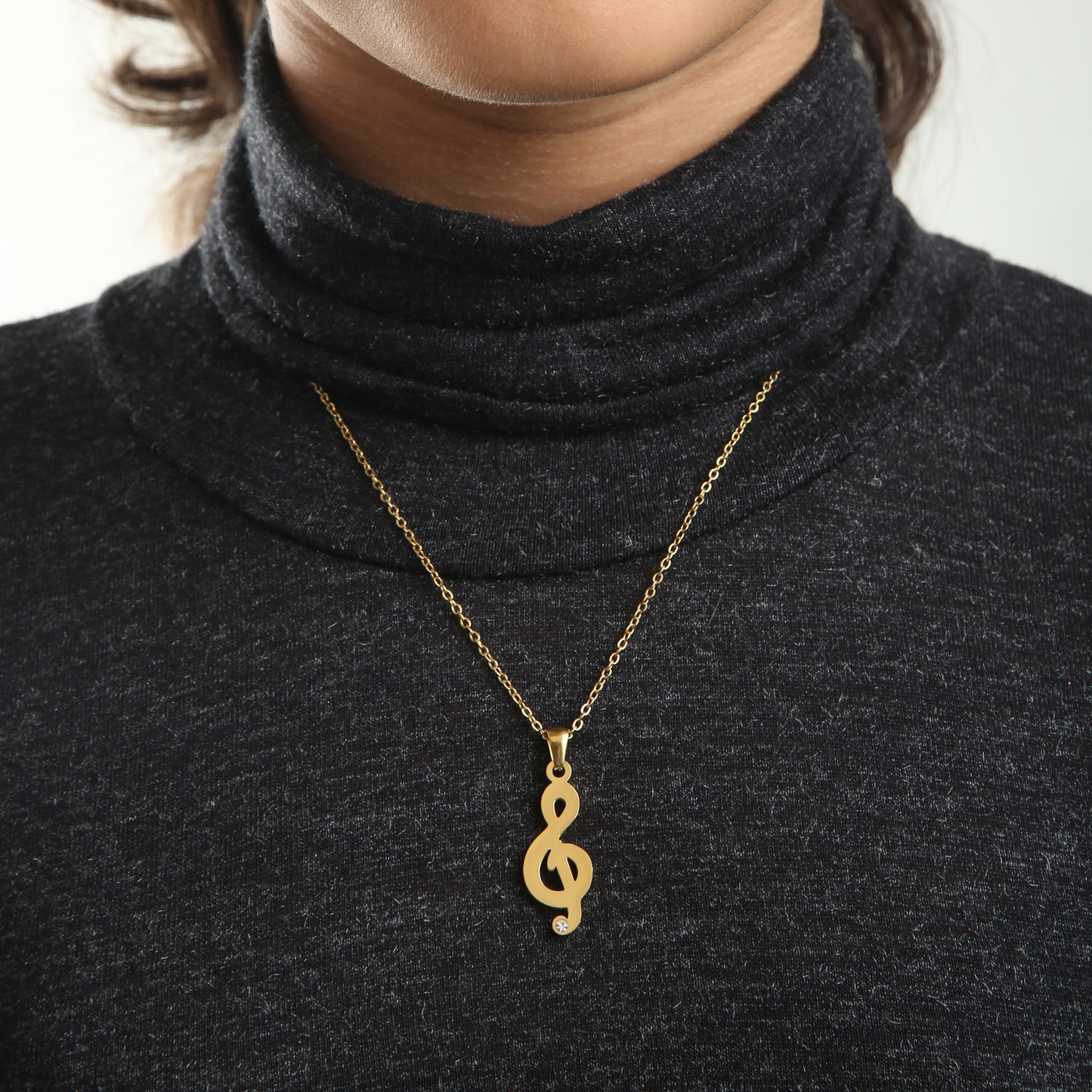Sparkle Music Note 18K Gold Plated Children's Necklace