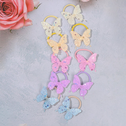 Sparkle Butterfly Hair Ties for girls – soft stretchy set of 10 by Twisty Locks