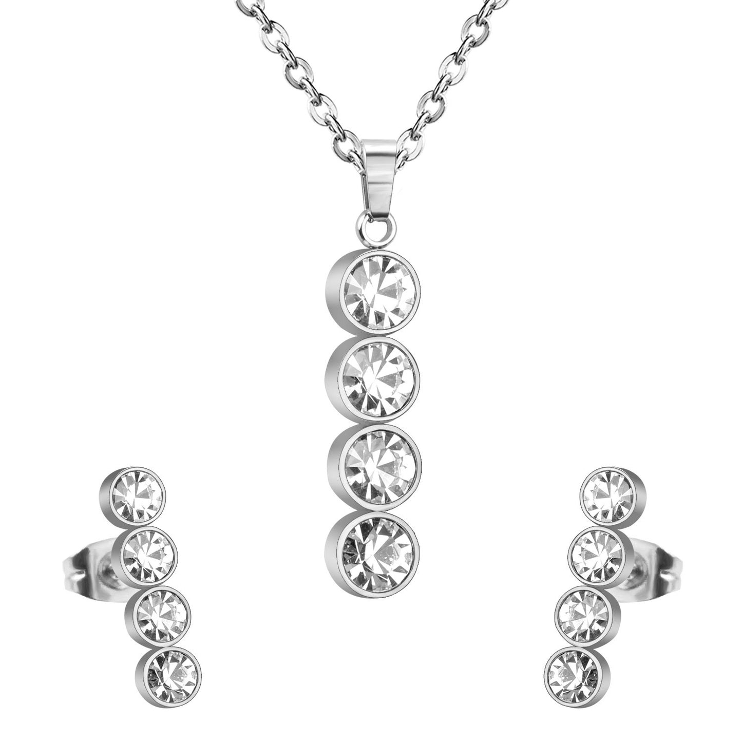 Crystal Stack Drop Jewellery Set (3 Pcs)