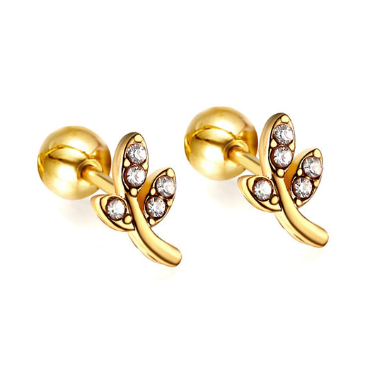 Sparkle Leaves 18K Gold Plated Children's Earrings