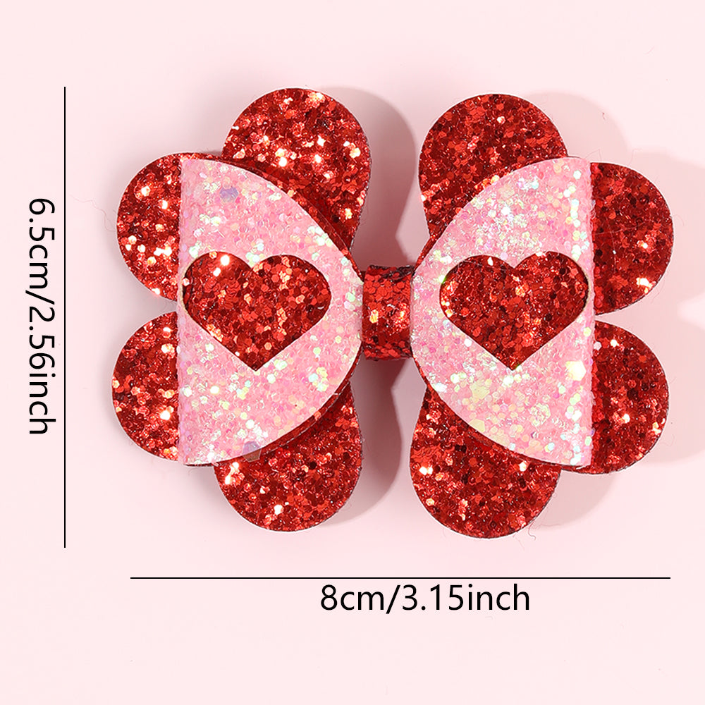 Glitter Heart Bows Set of 2