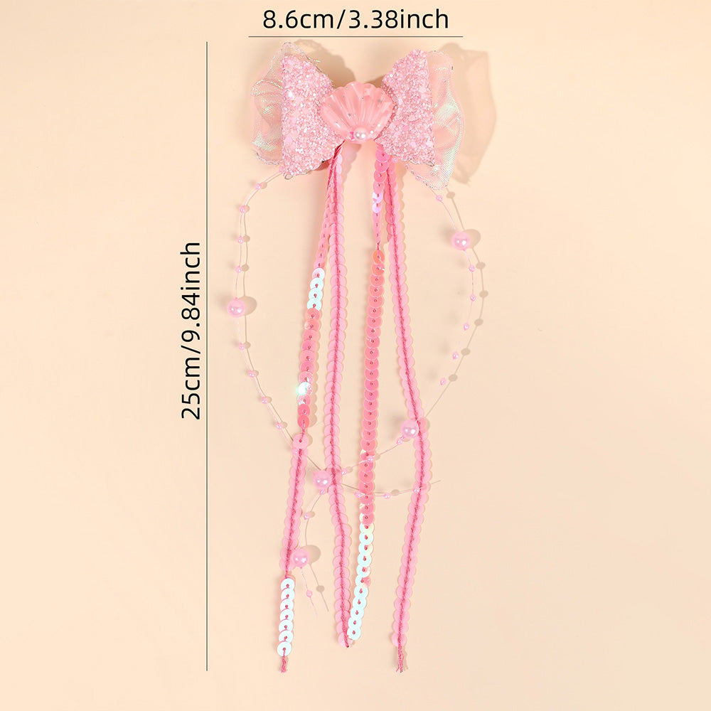 Seashell Ribbon Tail Hair Clips Set of 2
