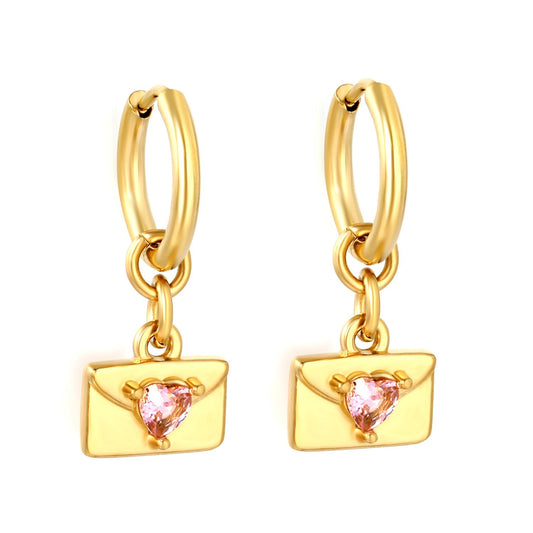 Heart Envelope 18K gold-plated earrings for women – romantic heart envelope design by Twisty Locks