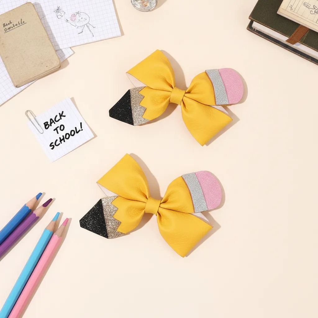Leather Pencil Hair Clips Set of 2