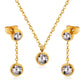 Double Bezel CZ Drop 18K Gold-Plated Jewellery Set (3 Pcs)