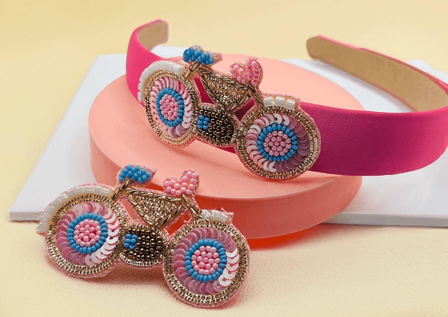 Bicycle Embroidered Hair Clip - Twisty Locks  - Kids and Women Hair Accessories, Fashion Clothing and Jewellery India