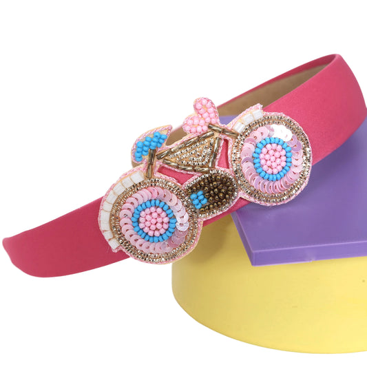 Bicycle Satin Hairband - Twisty Locks  - Kids and Women Hair Accessories, Fashion Clothing and Jewellery India