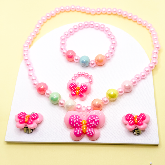 Butterfly Beaded Jewellery Set- Pack of 5 - Twisty Locks  - Kids and Women Hair Accessories, Fashion Clothing and Jewellery India