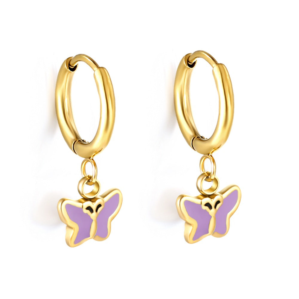Butterfly Hoops 18K Gold Plated Children's Earrings - Twisty Locks  - Kids and Women Hair Accessories, Fashion Clothing and Jewellery India