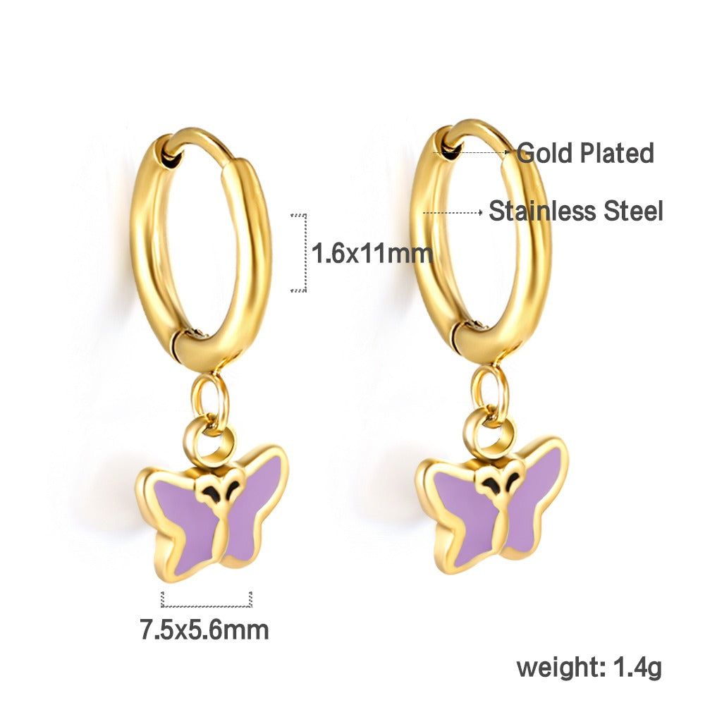 Butterfly Hoops gold earrings pair view – 18K gold plated by Twisty Locks