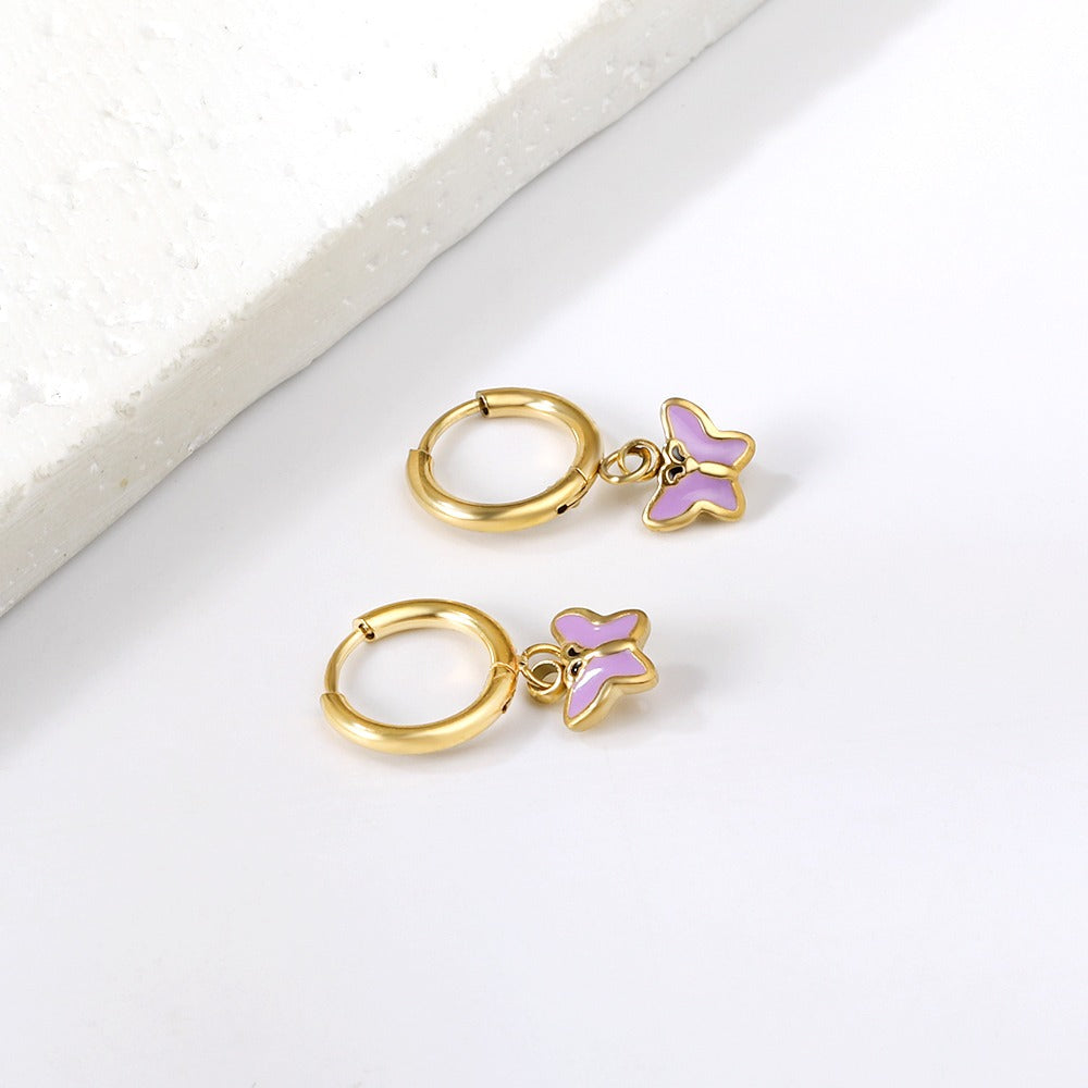 Butterfly Hoops 18K Gold Plated Children's Earrings - Twisty Locks  - Kids and Women Hair Accessories, Fashion Clothing and Jewellery India