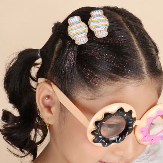 Candy Embroidered Hair Clips Set - Twisty Locks  - Kids and Women Hair Accessories, Fashion Clothing and Jewellery India