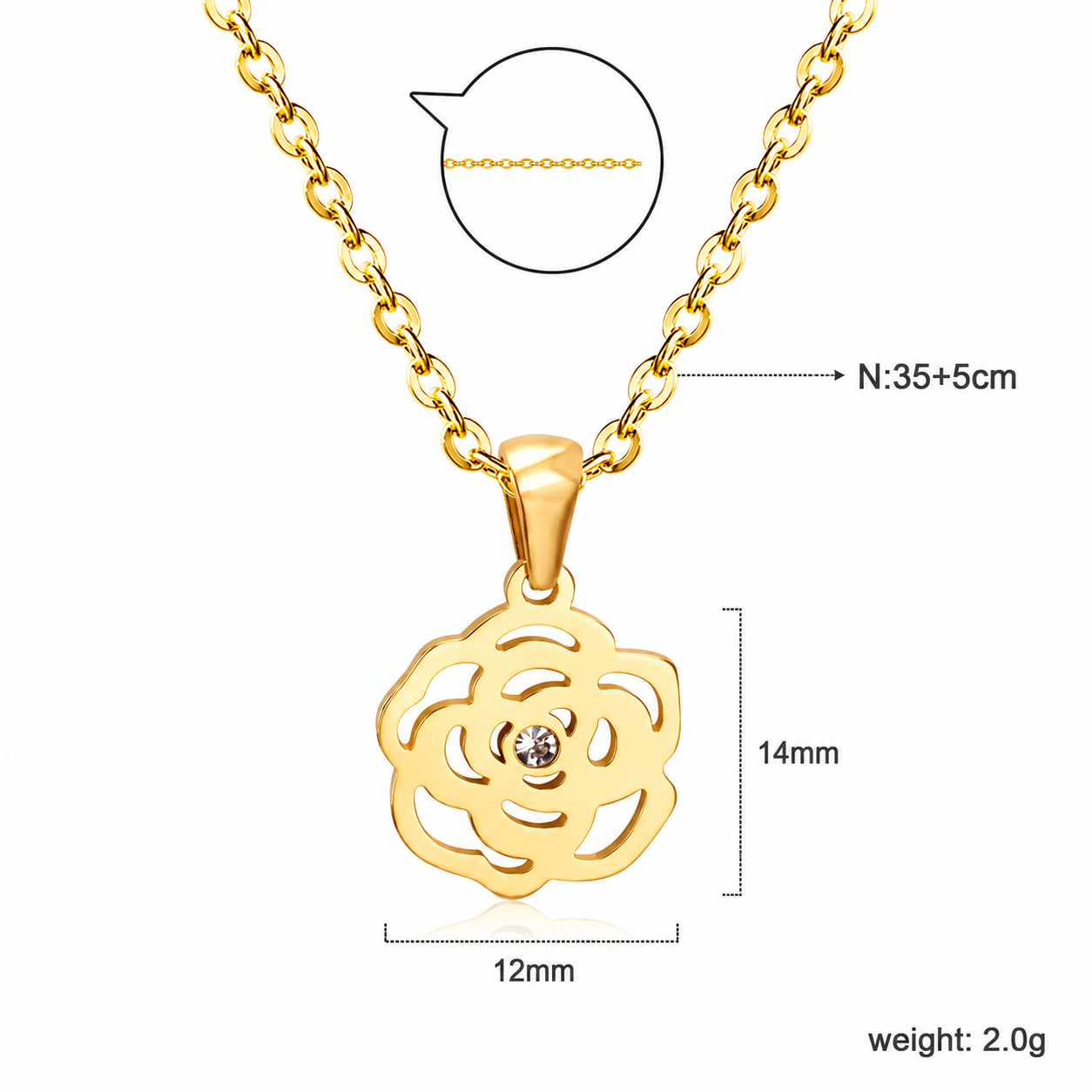 Sparkle Rose 18K Gold Plated Children's Necklace