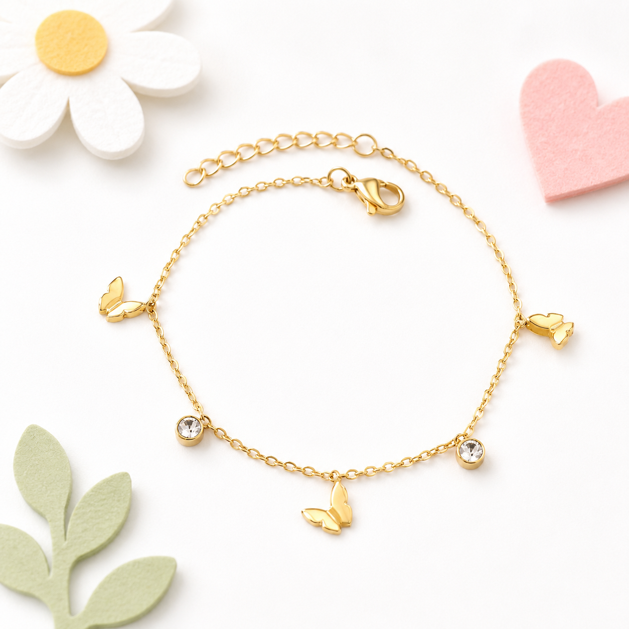 Diamond Butterfly 18K gold bracelet for kids – sparkling gift by Twisty Locks