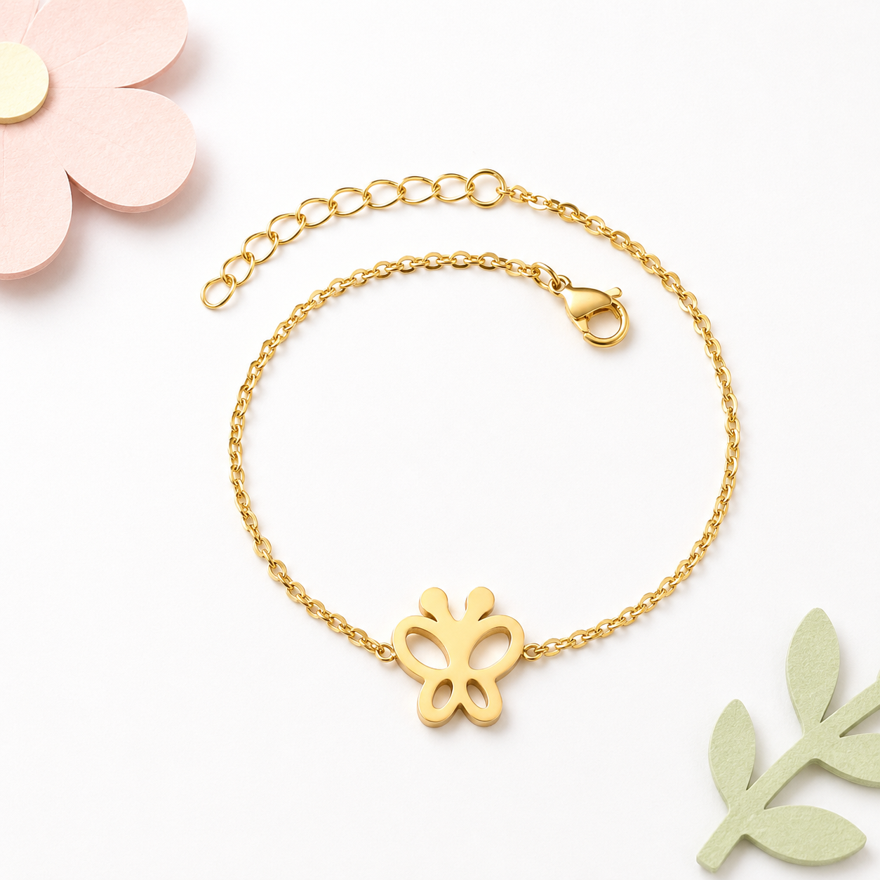 Gold Butterfly 18K gold bracelet for kids – elegant kids jewellery by Twisty Locks
