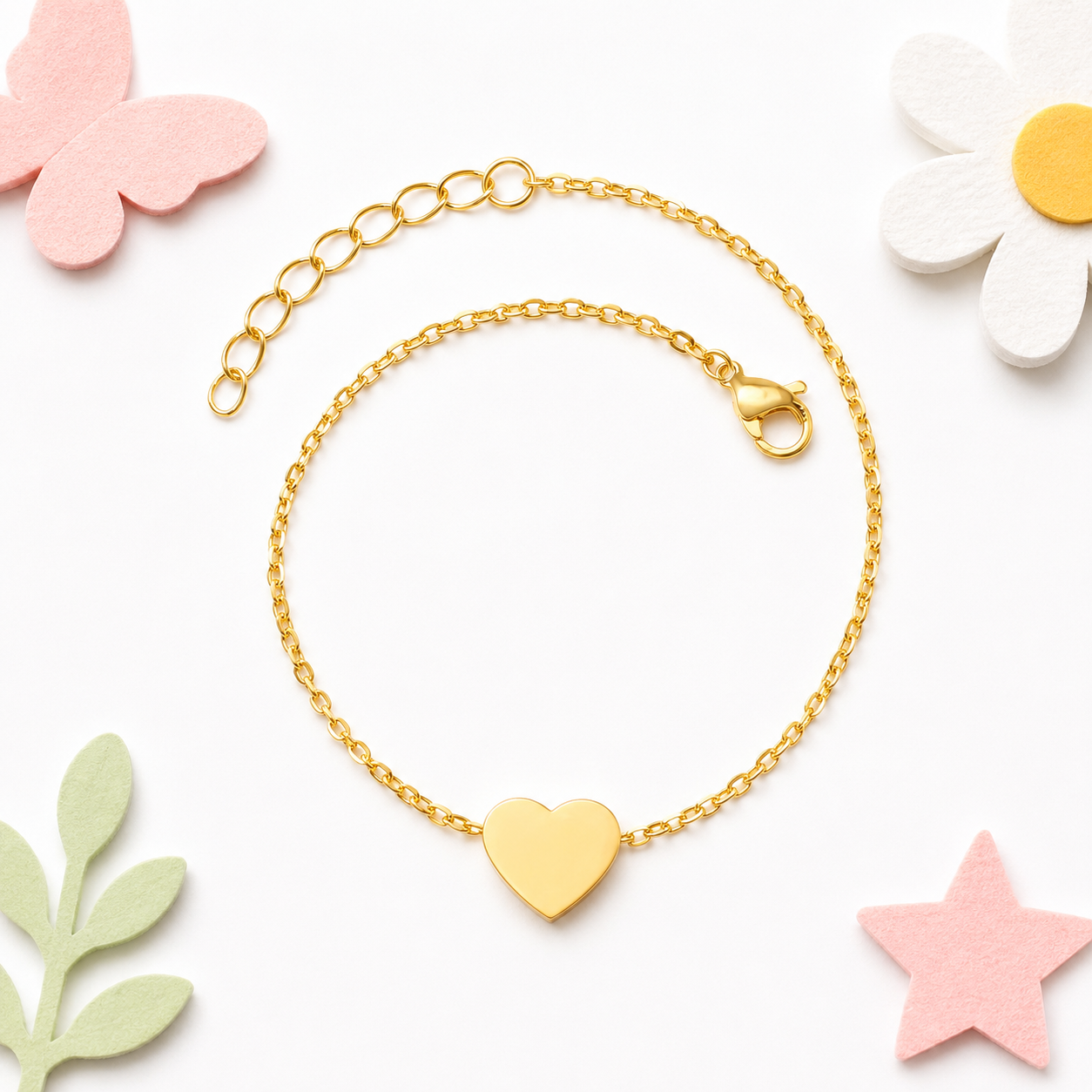 Gold Heart 18K gold bracelet for kids – sweet heart gift by Twisty Locks